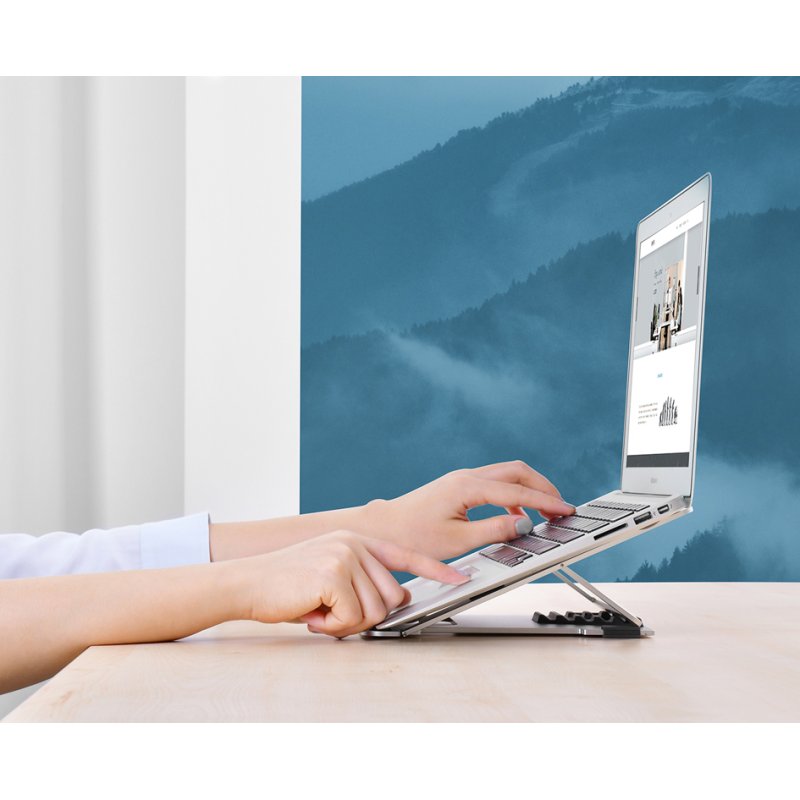 ALBA laptopstandaard, aluminium, zilver, inklapbaar